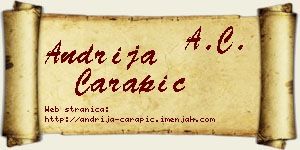 Andrija Čarapić vizit kartica